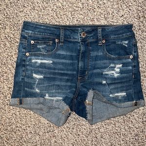AE HI Rise Shortie Denim Shorts